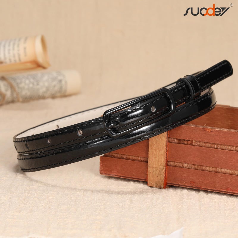SUOSDEY 4 Pack Thin Belts for Women Skinny Leather Belts with Metal Buckle for Dresses Pants Jeans - Image 3