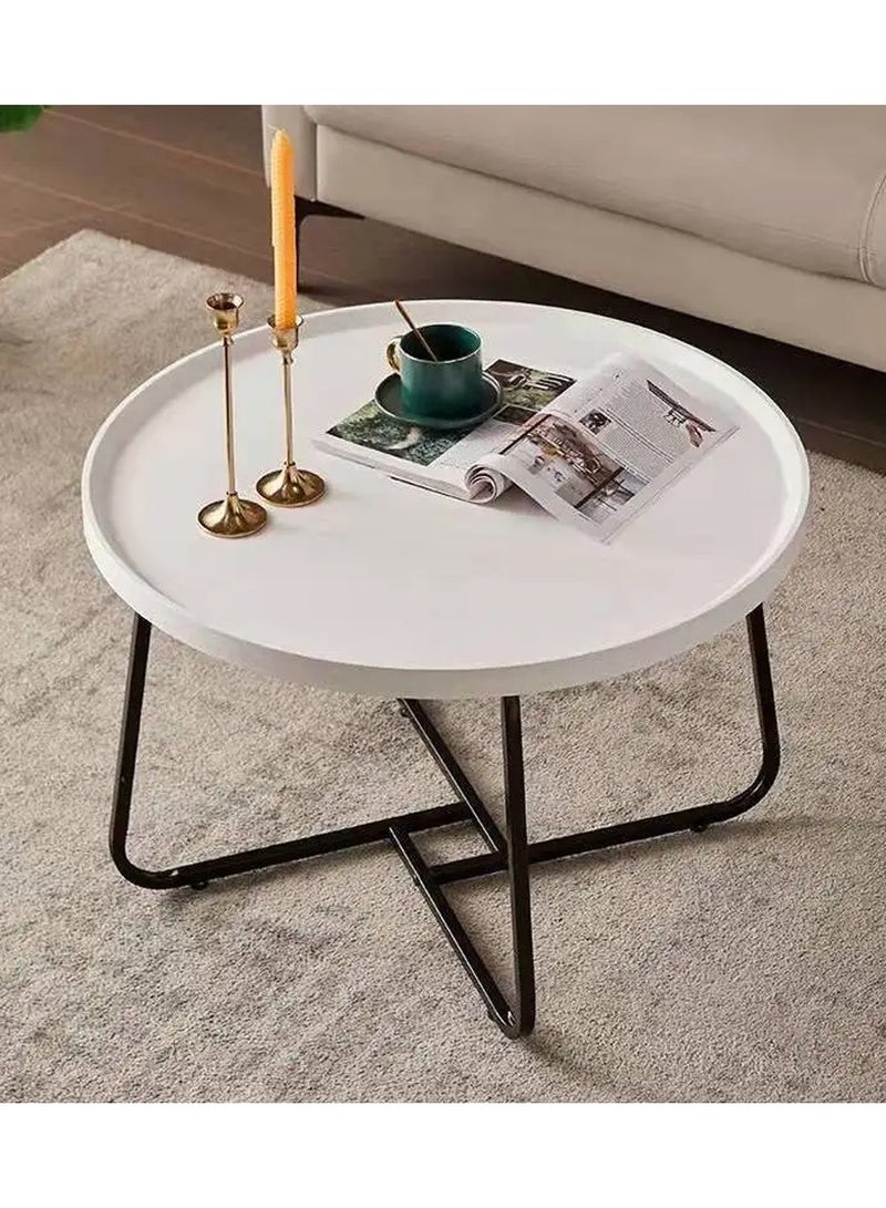 DubaiGallery Round Nesting Coffee Table Set of 2 Stacking Coffee Table Living Room Round Nested End Table Side Table Look Density board Sofa Side Nest of Tables Metal Frame Home Decor Sets - Image 3