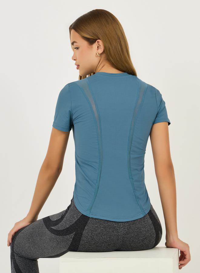 ستايلي اكتيف بلوزة بحافة منحنية وأكمام قصيرة - Image 1