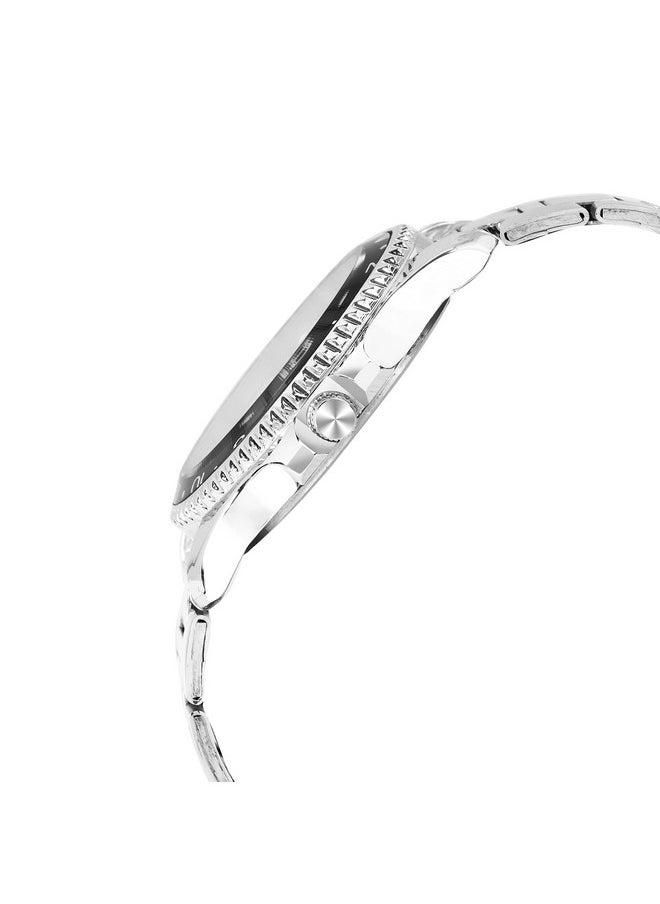 Shocknshop - Shocknshop Analog Black Dial Stainless Steel Chain Day and Date Functional Wrist Watch for Men Boys (Black Dial and Silver Strap) -WCH73 - Image 1