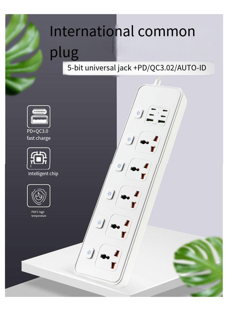 أنمي قطاع الطاقة ، 4 أس+2 أوسب + 2 بد ، 3 متر تمديد الحبل ، مقبس عالمي ، مناسبة لمكتب عنبر المسرح المنزلي ، أبيض وأسود ، أسود-4-واي - Image 3