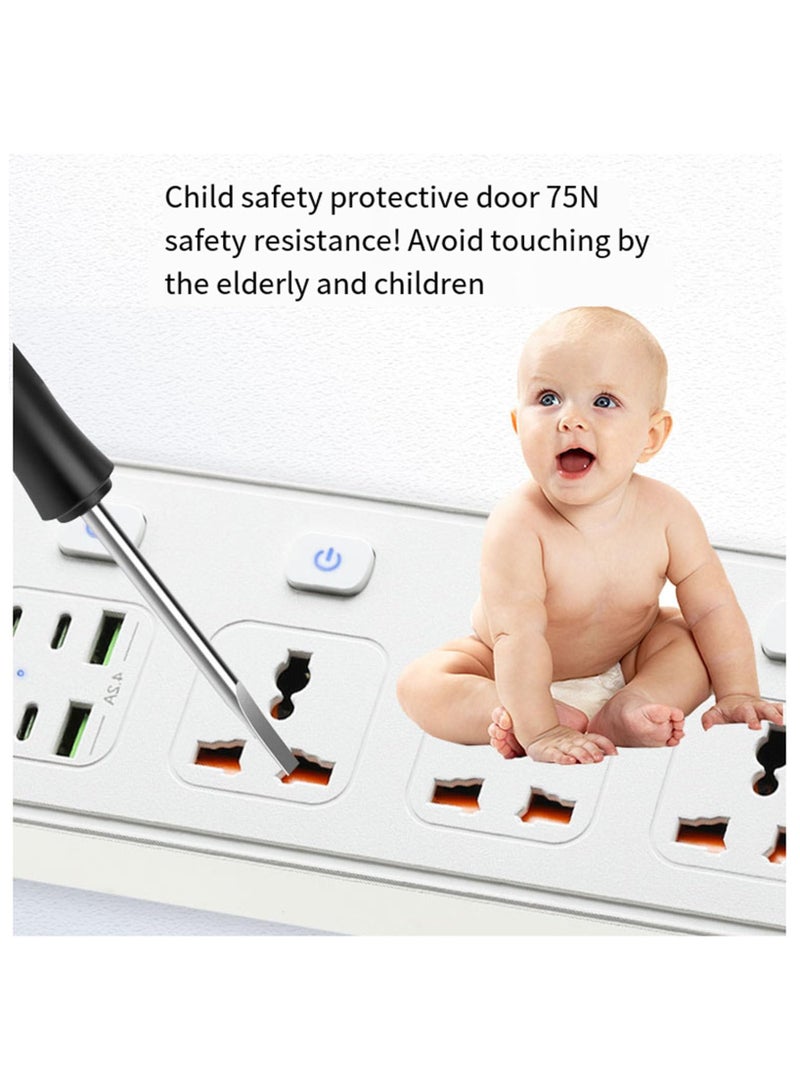 أنمي قطاع الطاقة ، 4 أس+2 أوسب + 2 بد ، 3 متر تمديد الحبل ، مقبس عالمي ، مناسبة لمكتب عنبر المسرح المنزلي ، أبيض وأسود ، أسود-4-واي - Image 5