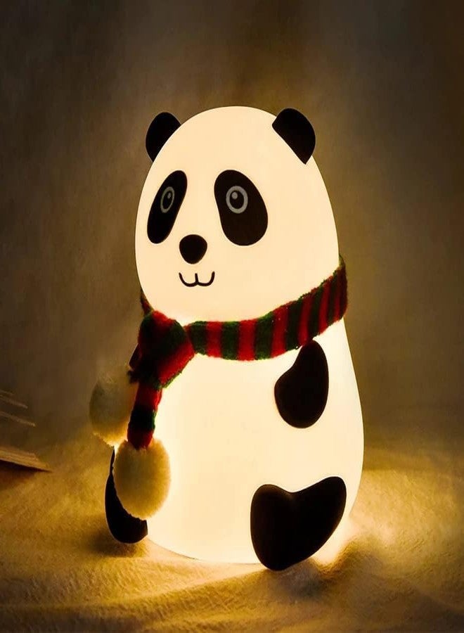 Pamidhar Cute Silicone Panda Night Light for Kids, USB Rechargeable 3 Step Dimmable Night Light, 7 Colour Changing Touch Sensor Squishy Mini Nursery Lamp for Baby Bedroom Decor - Image 1