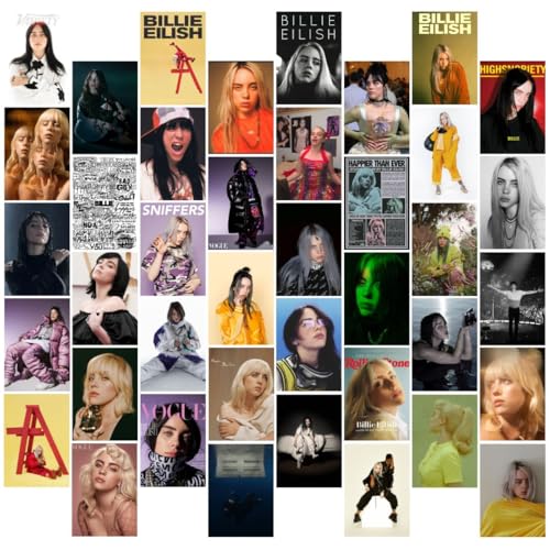 auraposter Paper Billie Eilish Poster (Set of 40) Mini Posters (15 x10 cm) Billie Eilish's songs for Wall, Bedroom, Living room | Singer Billie Eilish Posters | Glue Dots Included - Image 1
