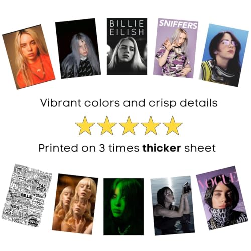 auraposter Paper Billie Eilish Poster (Set of 40) Mini Posters (15 x10 cm) Billie Eilish's songs for Wall, Bedroom, Living room | Singer Billie Eilish Posters | Glue Dots Included - Image 5