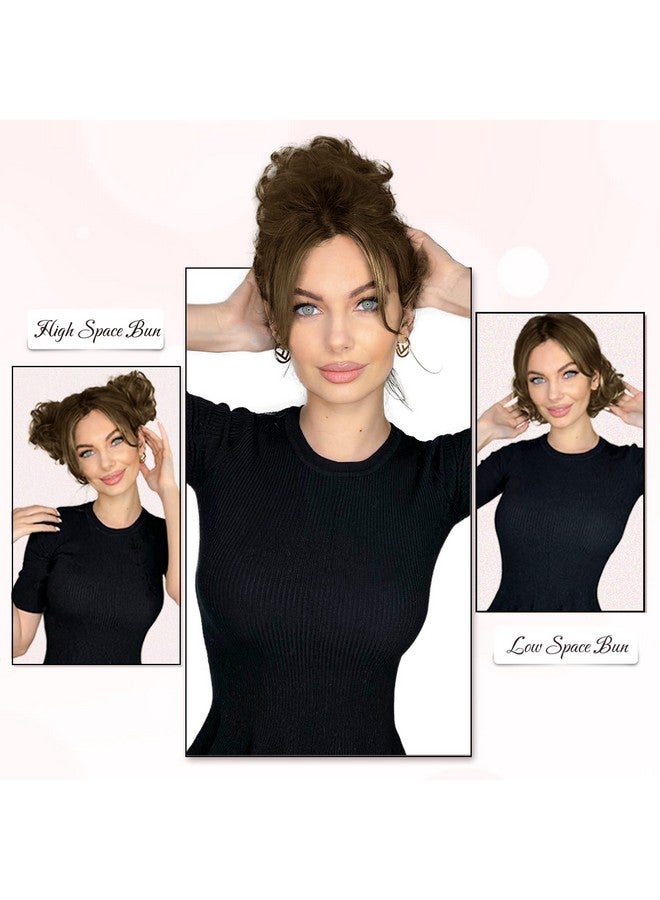 رويس قطعة شعر RUWISS Messy Bun، شعر طبيعي، كعكة شعر وردية فوضوية، قطعة شعر للنساء، ربطات شعر حقيقية، تسريحات شعر مرفوعة، وصلات شعر على شكل كعكة، ذيل حصان، كعكة شعر فوضوية (بني مع خصلات أشقر دافئة) - Image 2