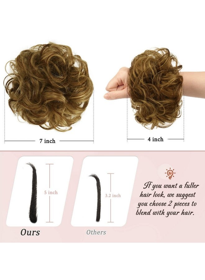 رويس قطعة شعر RUWISS Messy Bun، شعر طبيعي، كعكة شعر وردية فوضوية، قطعة شعر للنساء، ربطات شعر حقيقية، تسريحات شعر مرفوعة، وصلات شعر على شكل كعكة، ذيل حصان، كعكة شعر فوضوية (بني مع خصلات أشقر دافئة) - Image 4
