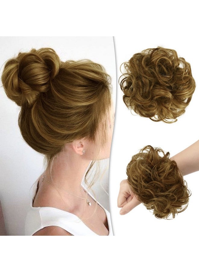 رويس قطعة شعر RUWISS Messy Bun، شعر طبيعي، كعكة شعر وردية فوضوية، قطعة شعر للنساء، ربطات شعر حقيقية، تسريحات شعر مرفوعة، وصلات شعر على شكل كعكة، ذيل حصان، كعكة شعر فوضوية (بني مع خصلات أشقر دافئة) - Image 1