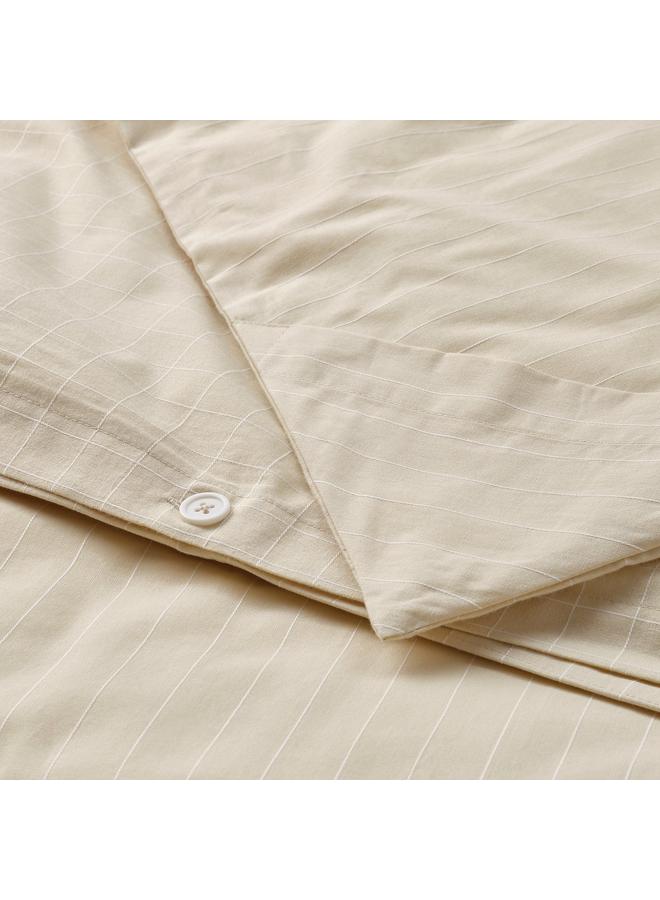 erorex Duvet cover and 2 pillowcases, beige/white, 240x220/50x80 cm - Image 5