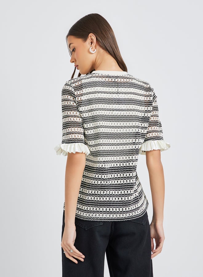 Styli Ruffled Edge Sleeve Round Neck Regular Fit T-Shirt - Image 5