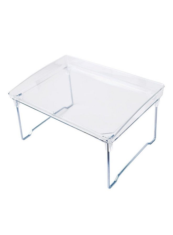 Teensery Clear Acrylic Cabinet Shelf Foldable Kitchen Counter Shelf Rack Stackable Storage Stand Organizer for Bathroom Pantry Countertop Cupboard, 1 Piece - Image 1