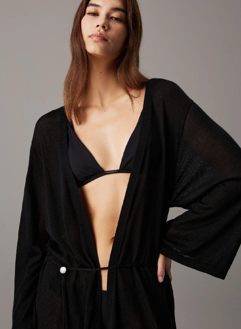 كالفن كلاين قفطان شاطئ محبوك شفاف - Image 3