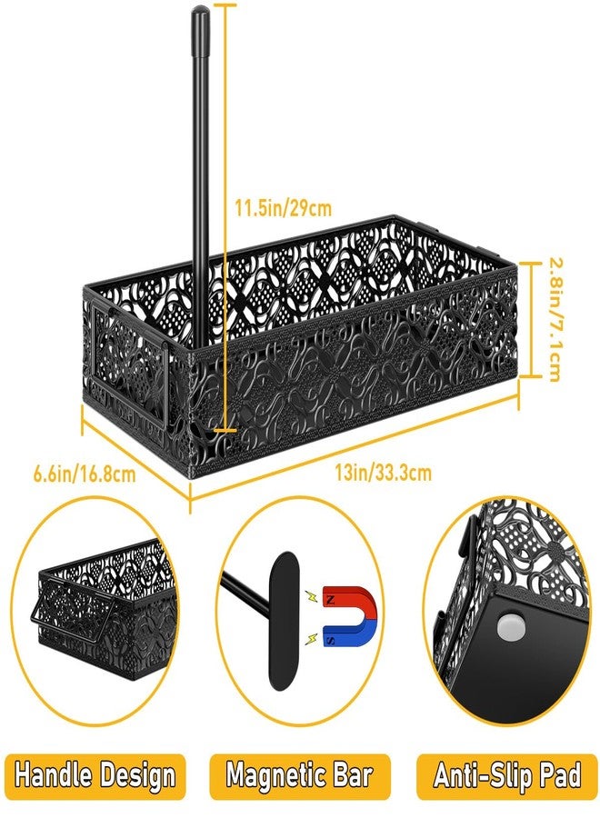 YIUKEA Toilet Tank Topper Paper Basket - Black Bathroom Basket Decor Box with Magnetic Paper Towel Holder for Organizing - Image 5