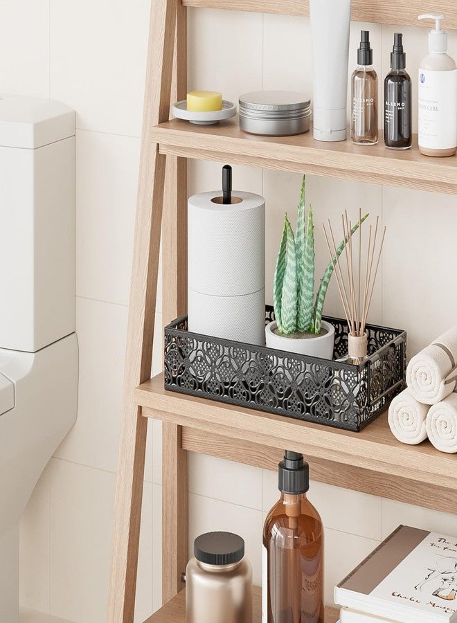 YIUKEA Toilet Tank Topper Paper Basket - Black Bathroom Basket Decor Box with Magnetic Paper Towel Holder for Organizing - Image 4