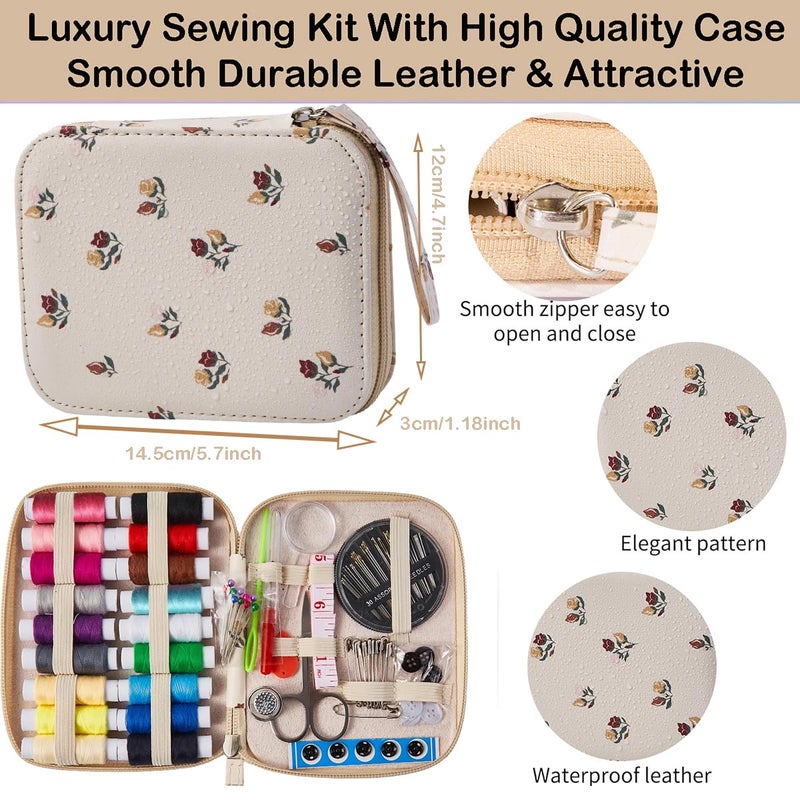 Bobode Floral Sewing Kit Printing Sewing Project Kits,Professional Sewing Supplies for Adults, Zipper Sewing Needles Set, 87 PCS Travel Sewing Accessory for Emergency, Home - Image 3