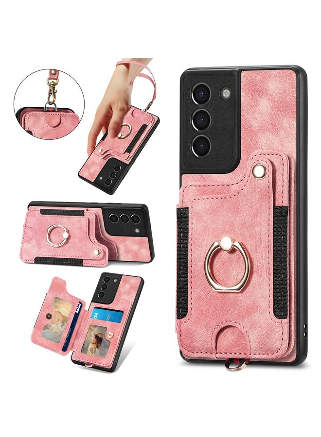 S-TOP Case For Samsung Galaxy S21 FE 5G Retro Skin-feel Ring Multi-card Wallet Phone Case - Image 5