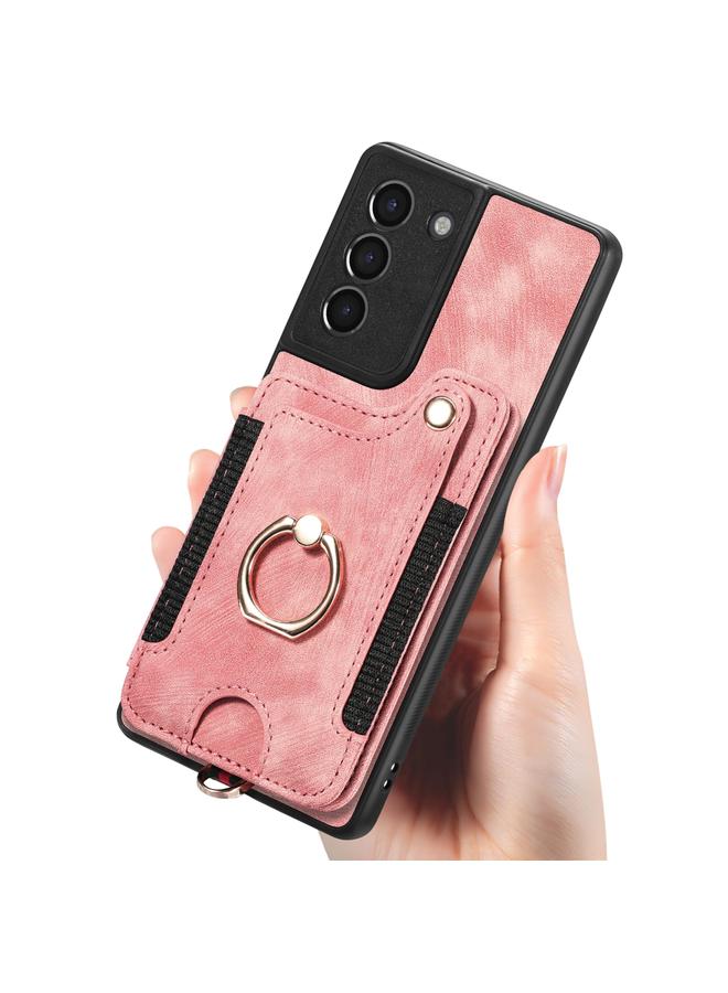 S-TOP Case For Samsung Galaxy S21 FE 5G Retro Skin-feel Ring Multi-card Wallet Phone Case - Image 4