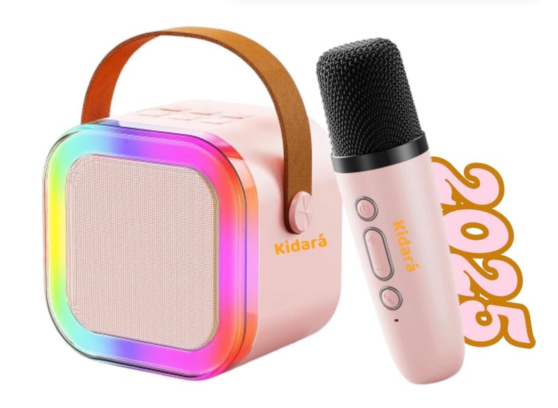 Kidara™ Karaoke with Speaker Bluetooth Mic Kids Singing Dynamic Lights | USB-C Rechargeable Wireless Portable | Home Outdoor Travel Ages 3 4 5 6 7 8 9+ Girl Boy Kids Toddler (Multicolor) - Image 3