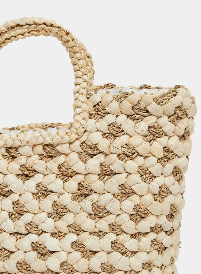 Styli Styli Two Tone Braided Beach Handbag