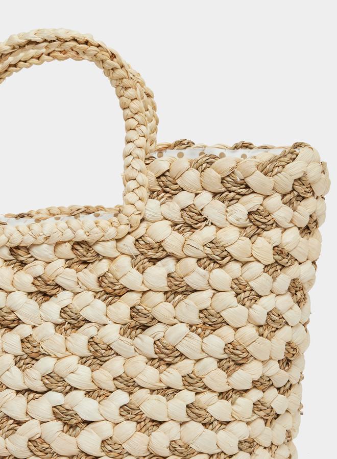 Styli Two Tone Braided Beach Handbag - Image 3