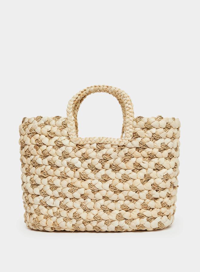 Styli Two Tone Braided Beach Handbag - Image 2