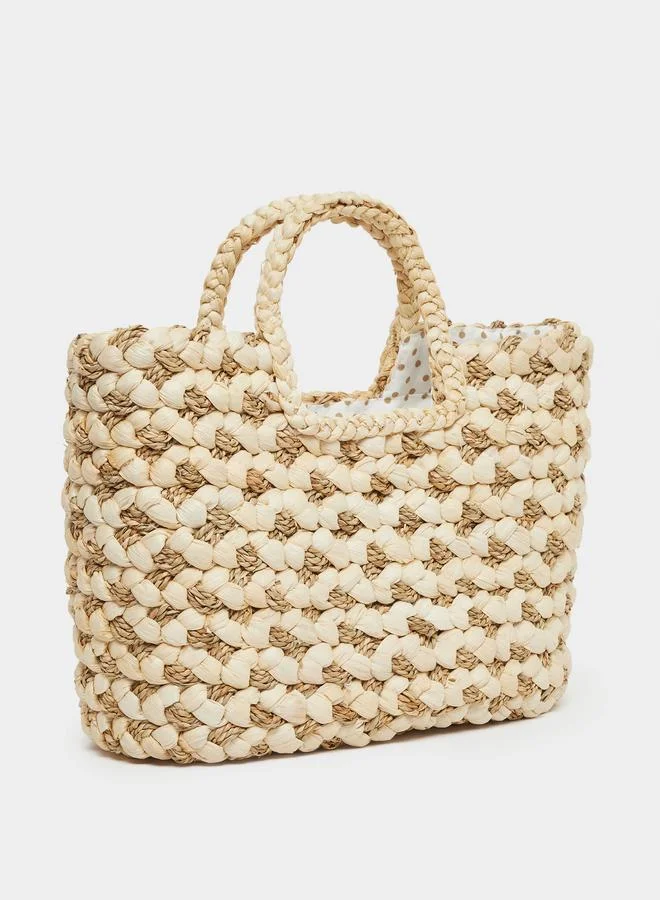 Styli Styli Two Tone Braided Beach Handbag
