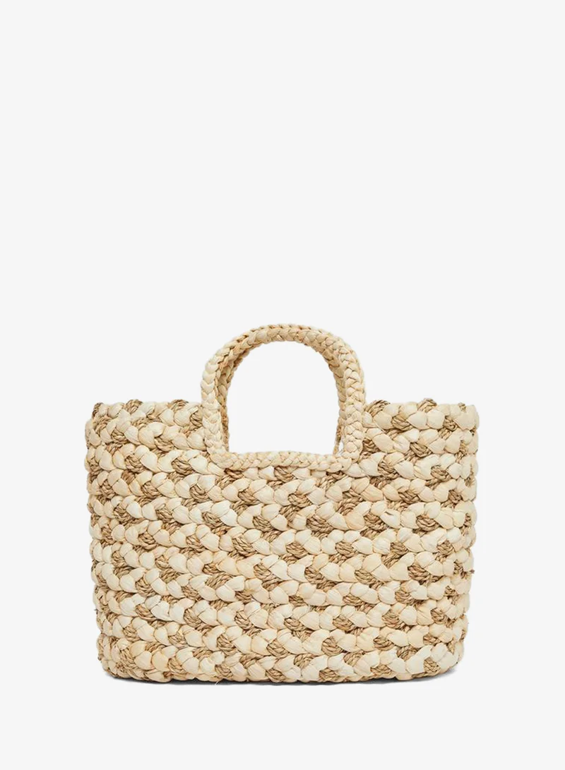 Styli  Styli Two Tone Braided Beach Handbag for Women | Best Price UAE