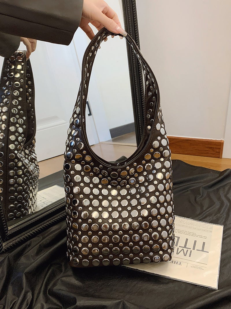 Fashion Women'S Bags 2026 New Casual Stylish Trendy Cool Polka Dot Studded Underarm Bag Bucket Bag Shoulder Bag - Image 1