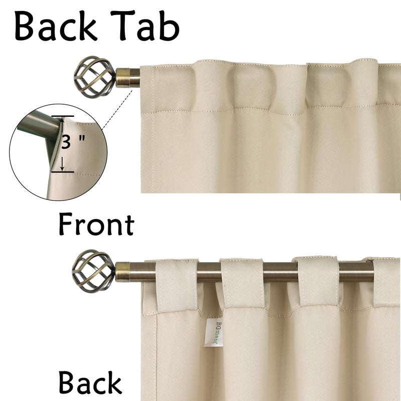 BGment Champagne Blackout Curtains 63 Inch Length for Bedroom - Rod Pocket and Back Tab Thermal Insulated Room Darkening Curtains for Living Room, 2 Window Curtains, 42 x 63 Inch, Champagne - Image 3