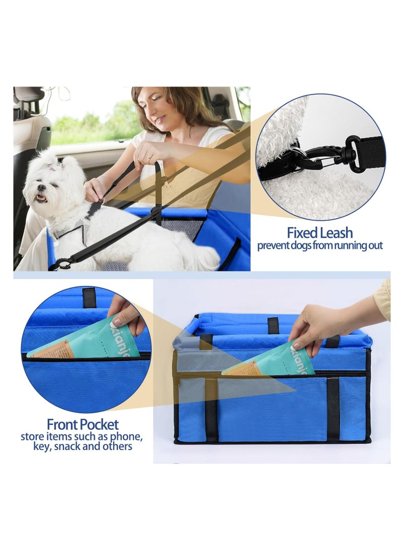 Dog Car Seat Foldable Dog Car Booster Seat Waterproof Breathable Oxford Travel Bag for Small to Medium Dogs, Puppies, and Pets-Pure Blue - Image 4