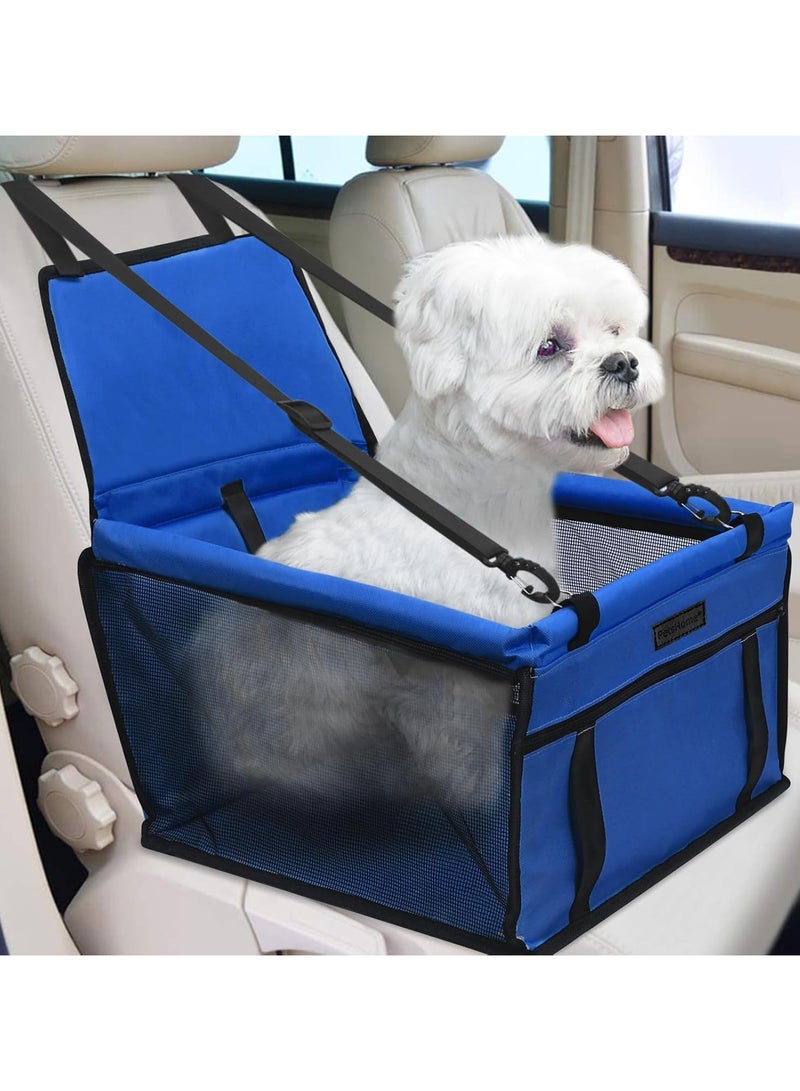 Dog Car Seat Foldable Dog Car Booster Seat Waterproof Breathable Oxford Travel Bag for Small to Medium Dogs, Puppies, and Pets-Pure Blue - Image 1