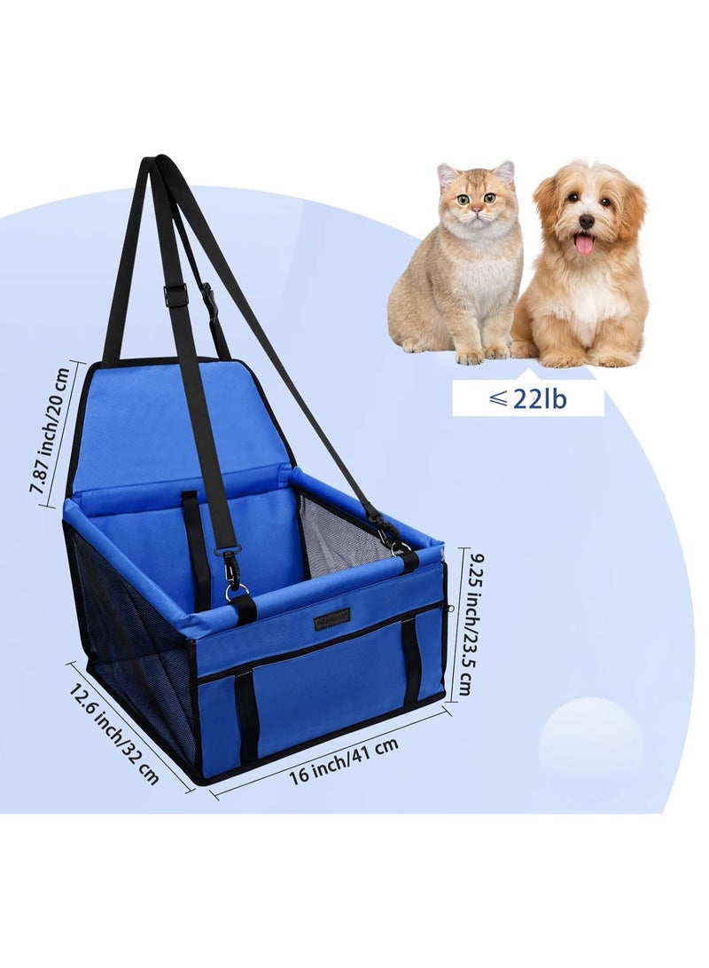 Dog Car Seat Foldable Dog Car Booster Seat Waterproof Breathable Oxford Travel Bag for Small to Medium Dogs, Puppies, and Pets-Pure Blue - Image 2