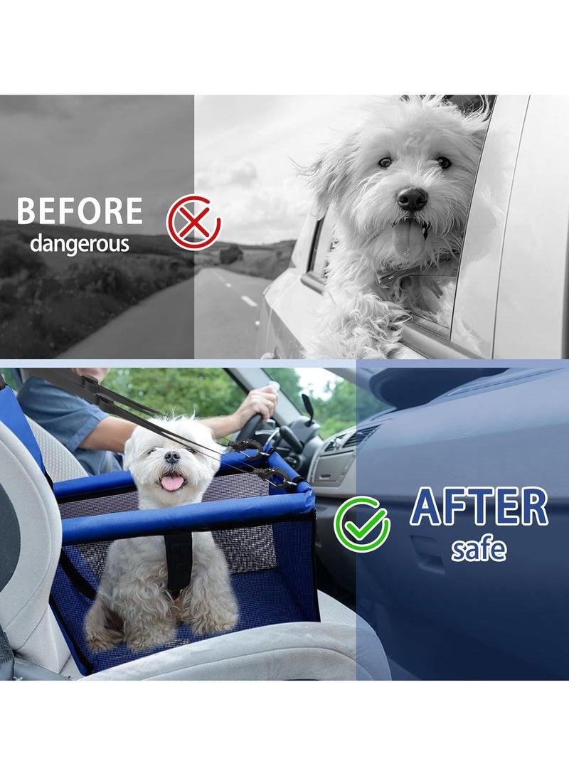 Dog Car Seat Foldable Dog Car Booster Seat Waterproof Breathable Oxford Travel Bag for Small to Medium Dogs, Puppies, and Pets-Pure Blue - Image 5