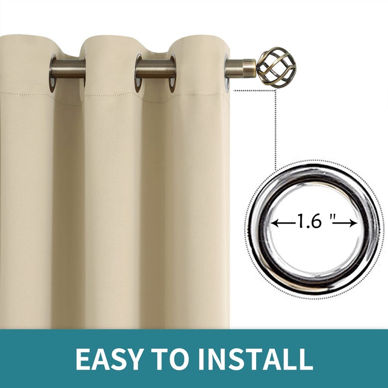 BGment Room Darkening Curtains 108 Inches Long - Grommet Thermal Insulated Drapes Window Treatment Curtains for Bedroom  2 Panels  52 x 108 Inch  Beige - Image 5
