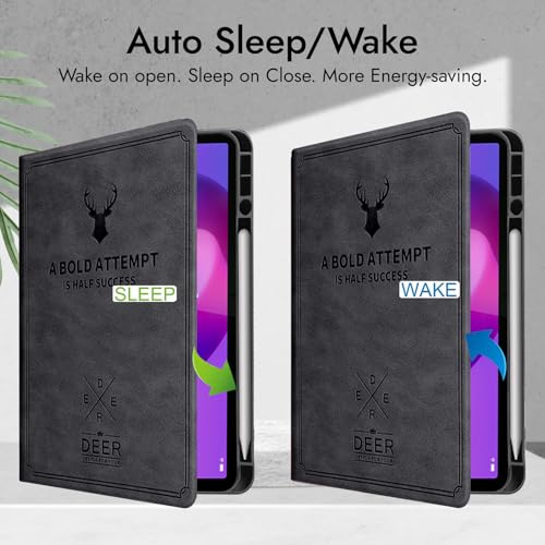 Robustrion Cover for Lenovo Idea Tab Plus 12.1 inch Cover Case with [Pencil Holder], Deer Flip Cover Case for Lenovo Idea Tab Plus Tablet Cover [Auto Sleep Wake Support] - Black - Image 3