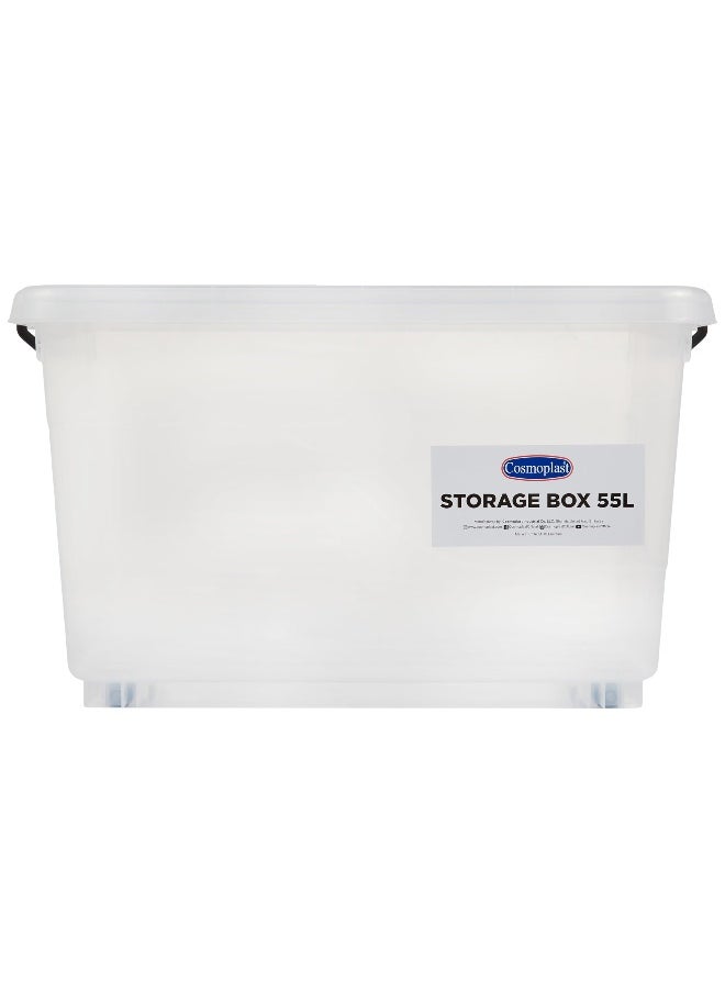 Cosmoplast - 55L Clear Plastic Storage Set of 2 Box with Wheels & Lockable Lid - Image 1