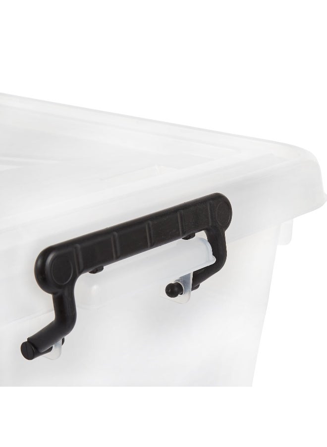 Cosmoplast 55L Clear Plastic Storage Set of 2 Box with Wheels & Lockable Lid  - Image 1