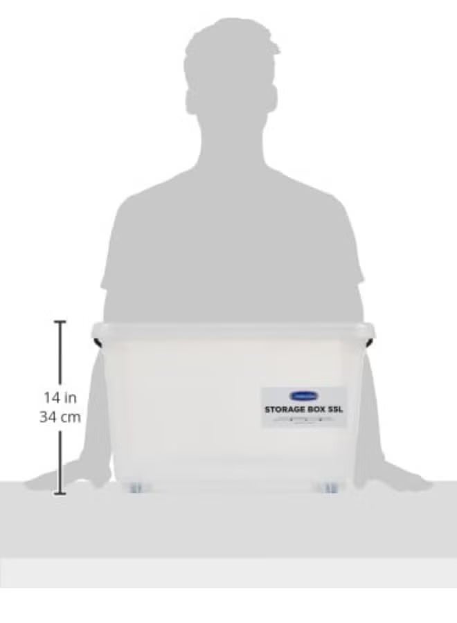 Cosmoplast 55L Clear Plastic Storage Set Of 2 Box With Wheels & Lockable Lid - Image 5