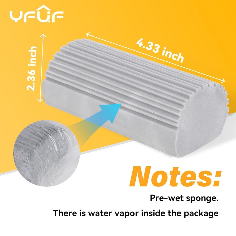 YFUIF 2Pack Damp Clean Duster Sponge Magic Sponge Eraser Baseboard Cleaner Tool Dusters for Cleaning Blinds Glass Vents Railings MirrorsWindow Track Grooves and Faucets - Image 5