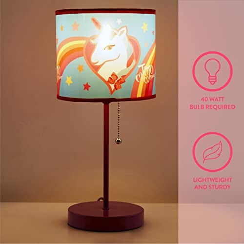 Idea Nuova JoJo Siwa Unicorn Stick Table Kids Lamp Metal with Pull Chain, Themed Printed Decorative Shade - Image 4