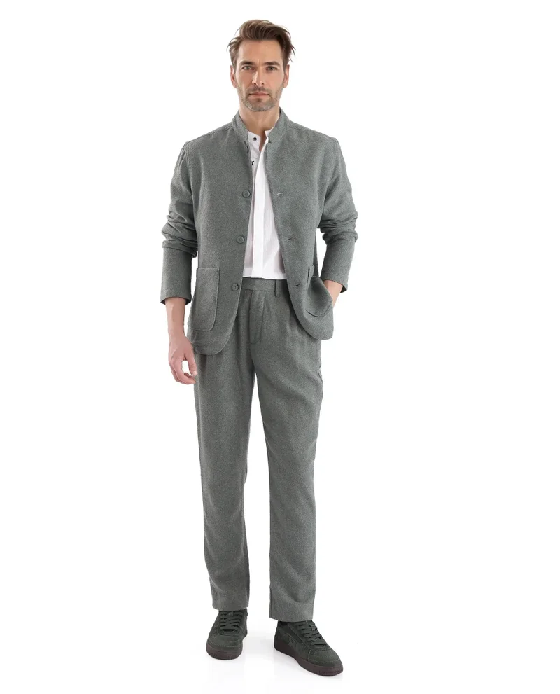 Rare Rabbit Men's Mandarin Collar Mercury Twill Shacket