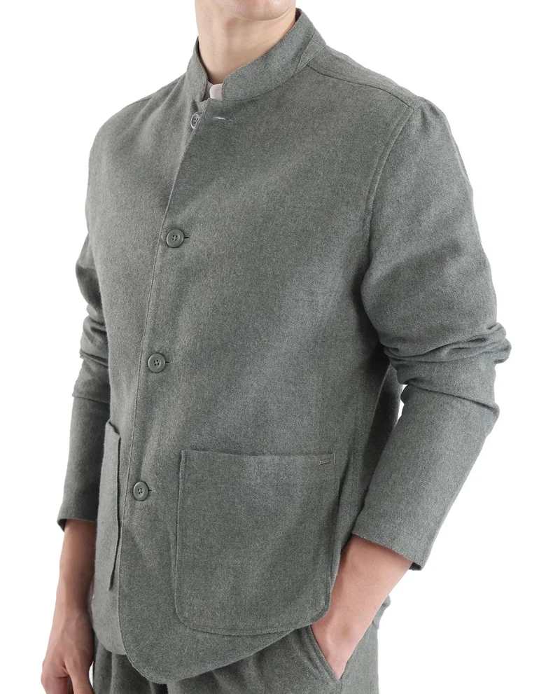 Rare Rabbit Men's Mandarin Collar Mercury Twill Shacket