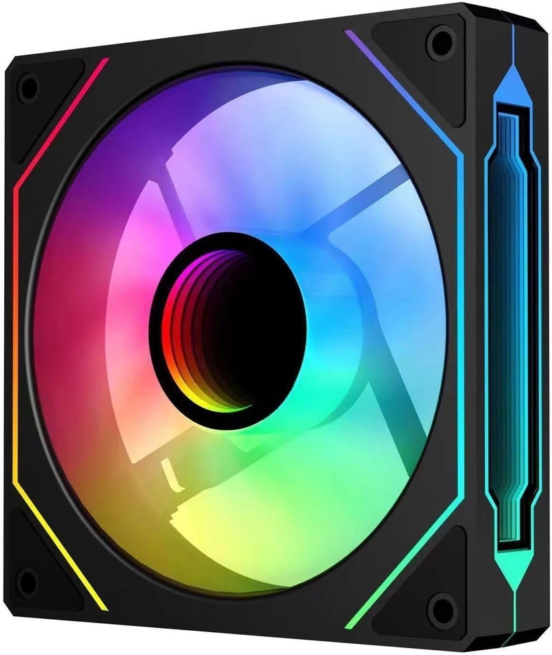 Jungle Leopard Prism4 Pro 120mm PC Blade ARGB Case Fans,Infinity Mirror RGB Light Effect 5V 3PIN Motherboard Light Sync 800~1800RPM PWM PC Fan(Black Reverse) - Image 1