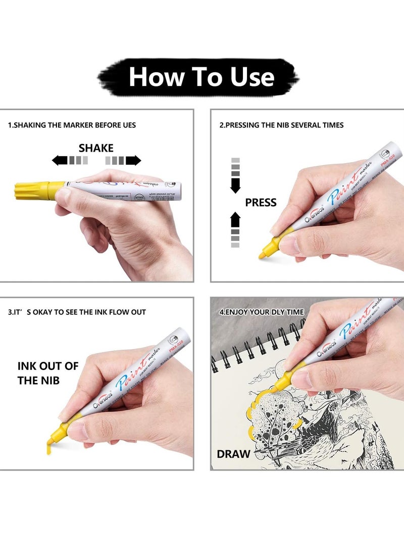 Permanent Paint Marker Pen, Permanent Oil Based Paint Pen, Multipurpose And Durable Graffiti Paint Marker Pen, Quick Dry And Waterproof Marker For Rock, Wood, Fabric, Plastic, , Rubber, (Gold, 1pc)