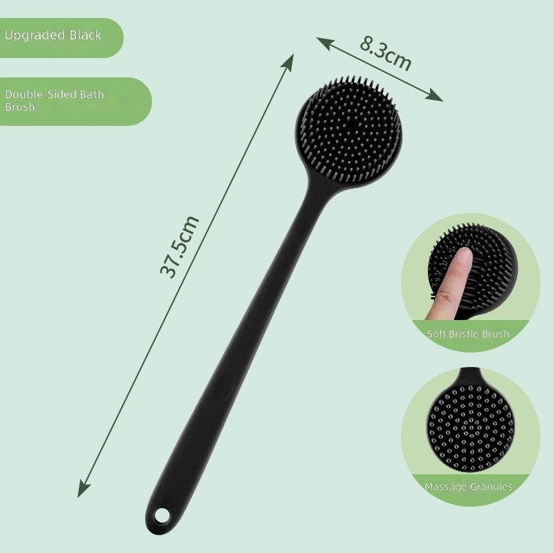 Long Handle Double Sided Silicone Bath Brush for Back Scrub & Massage