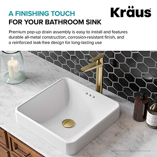 KRAUS Pop-Up Drain with Overflow in Brushed Gold, PU-11BG - Image 5