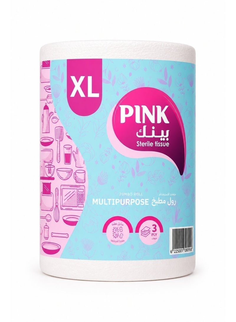 PINK Kitchen Multipurpose Jumbo Roll– 3 Ply, 1 Roll, XL Size - Image 1