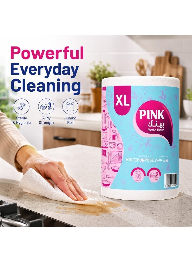 PINK Kitchen Multipurpose Jumbo Roll– 3 Ply, 1 Roll, XL Size - Image 2