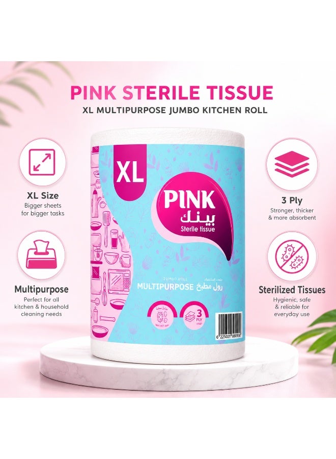 PINK Kitchen Multipurpose Jumbo Roll– 3 Ply, 1 Roll, XL Size - Image 4