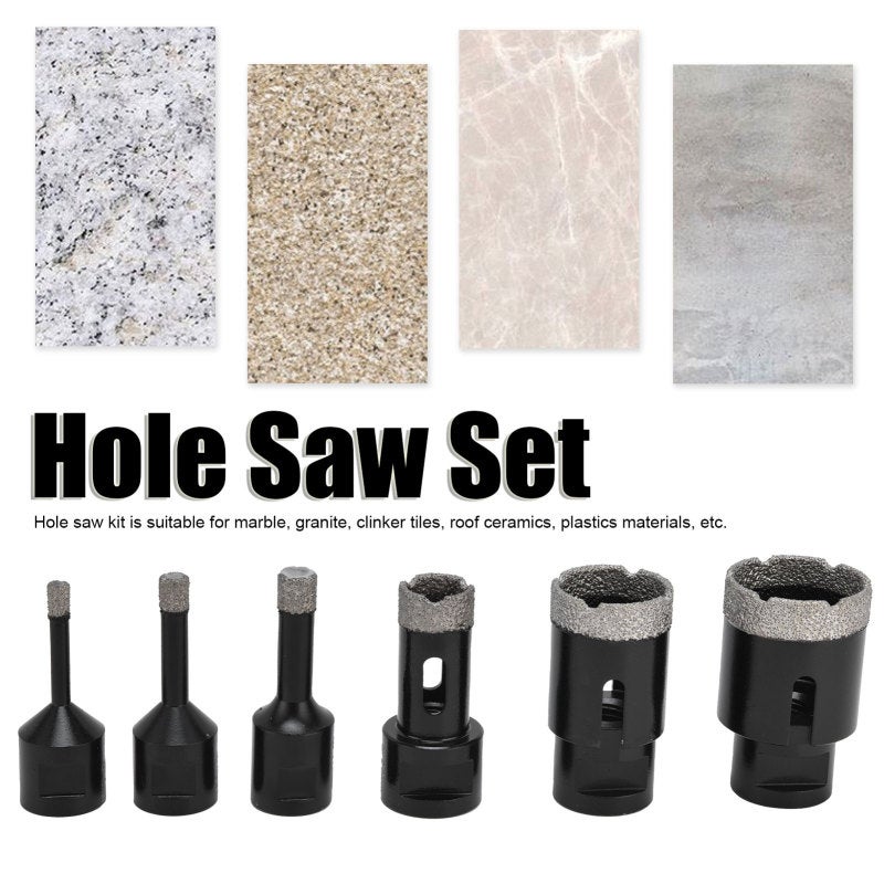 Diamond Core Bits: 6, 8, 10, 20, 32, 38mm Dry Drilling - Vacuum Brazed Long-Lasting Hole Saw Kit for Angle Grinders, Tilers, Marble, Granite, Ceramics, Plastics - Image 2